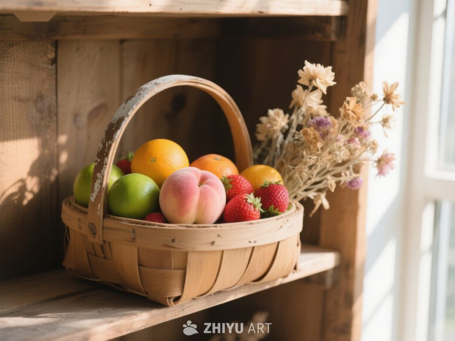 窗边果篮与干花 189
