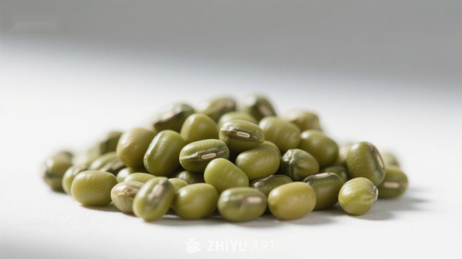 一堆新鲜绿豆