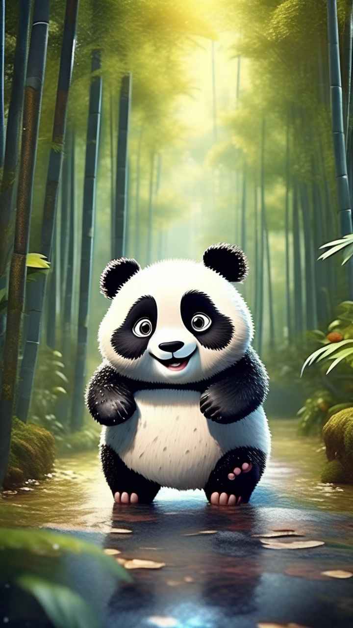竹林背景雨林熊猫 80