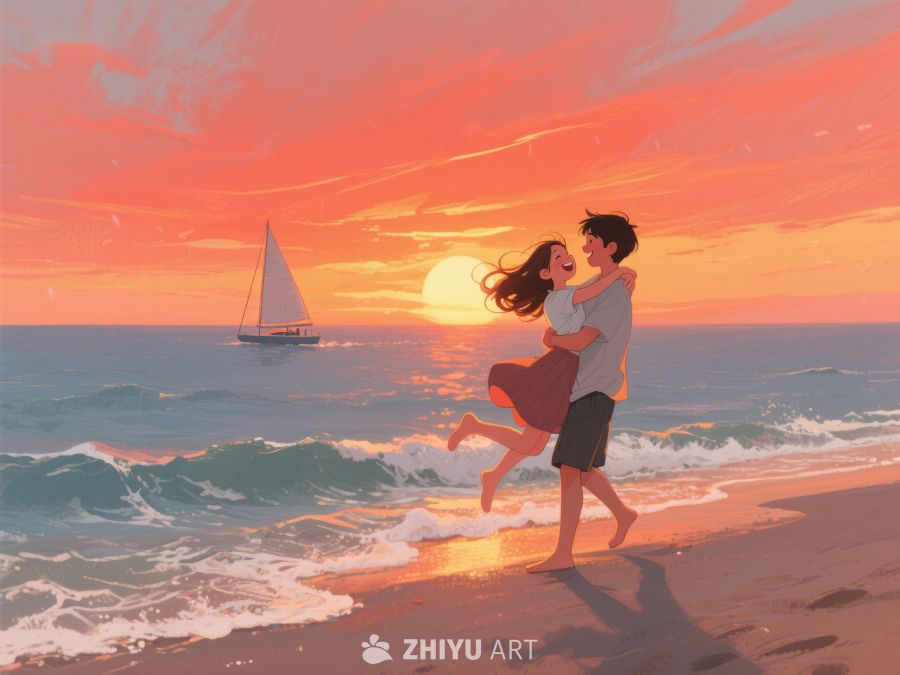 海边日落下的浪漫瞬间 230