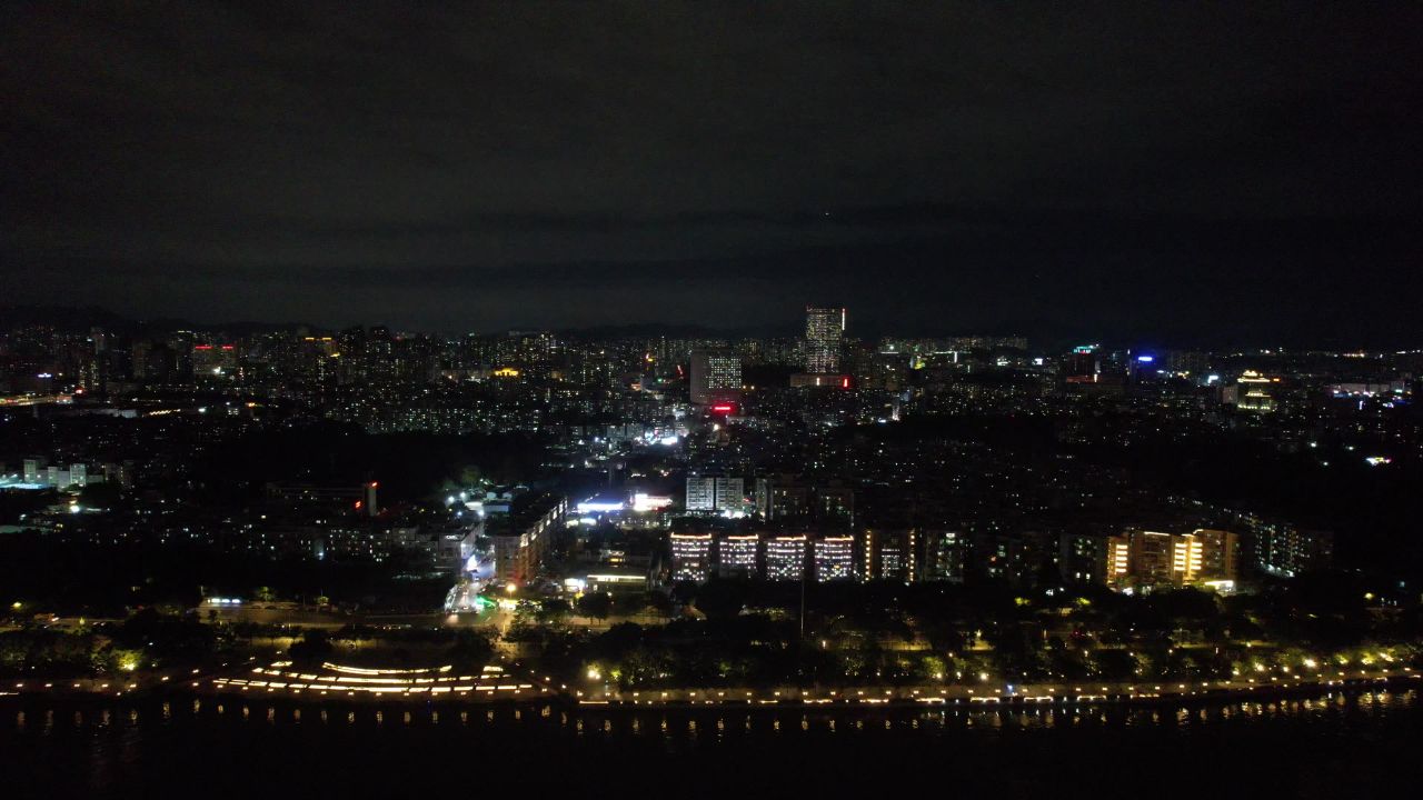 广州城市夜景万家灯火灯光航拍 