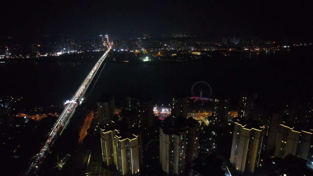 四川遂宁城市夜景灯光交通航拍