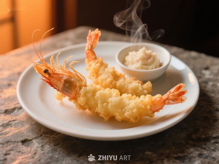 金黄虾天妇罗配蘸酱 69