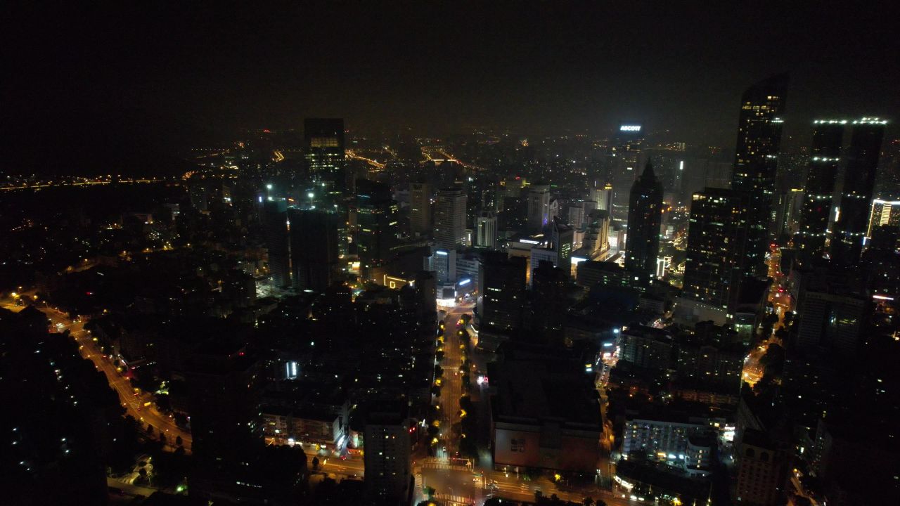 江苏无锡城市夜景灯光航拍