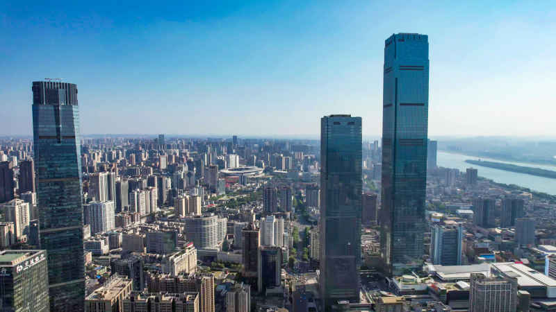 湖南长沙城市风光航拍摄影图 