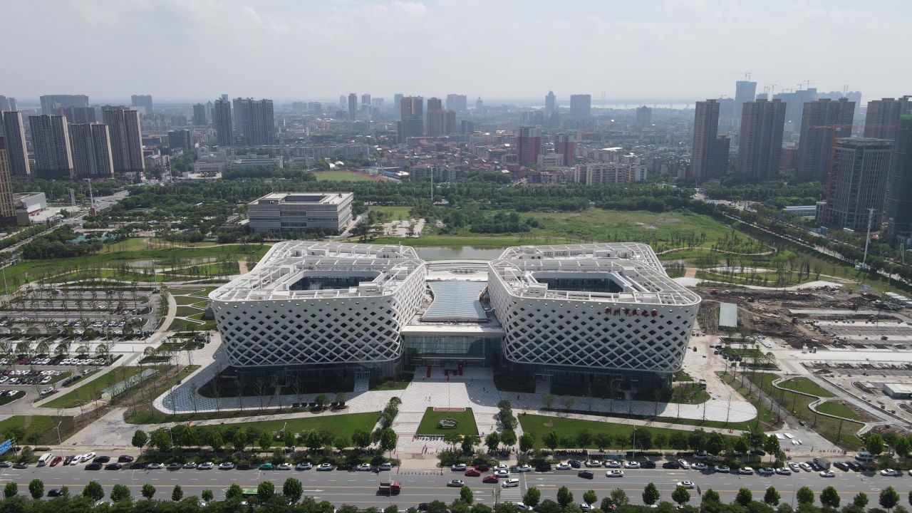 湖北荆州城市风光地标建筑航拍 