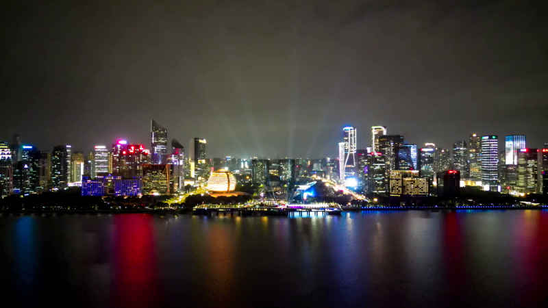 浙江杭州城市风光航拍摄影图 