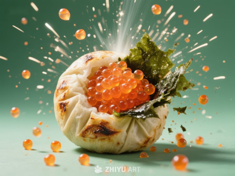 爆浆鱼子酱包裹美食