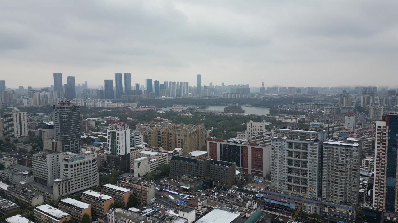 湖南长沙城市风光航拍 