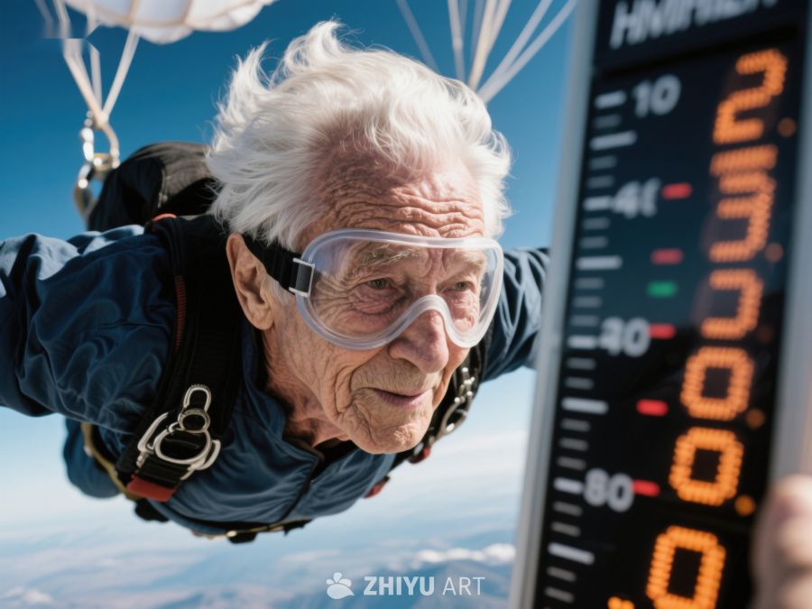 高龄跳伞者空中飞翔瞬间 81