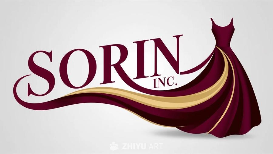 白色背景上，勃艮第酒红色写着“SORIN Inc.