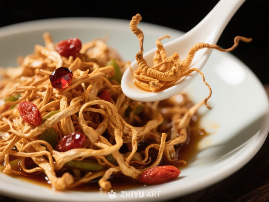 虫草花炒菜，搭配枸杞的美味佳肴 67