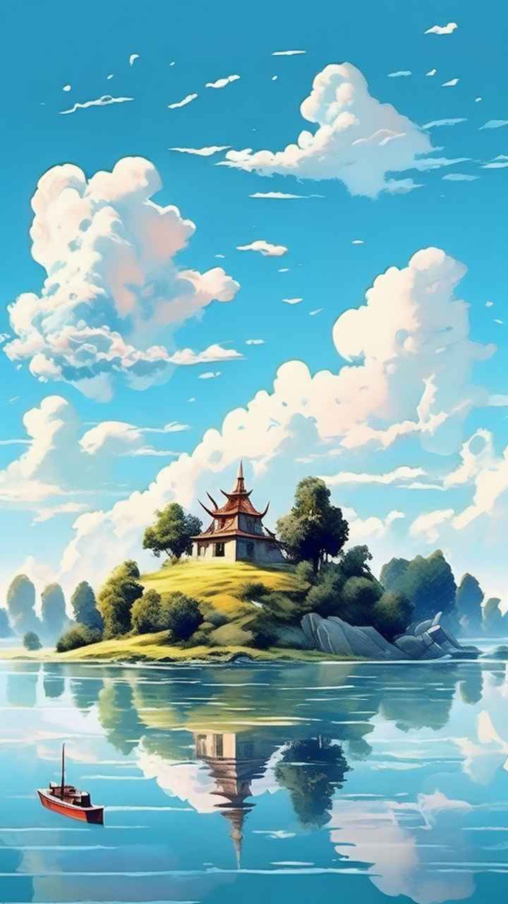 可爱蓝天白云插画 35