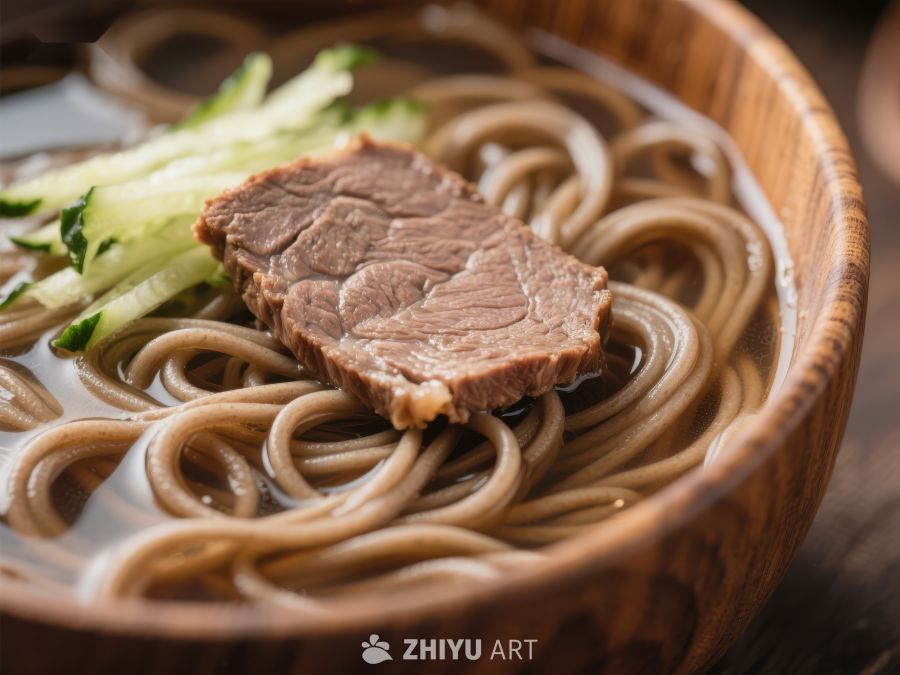 牛肉荞麦面，清新蔬菜点缀 766