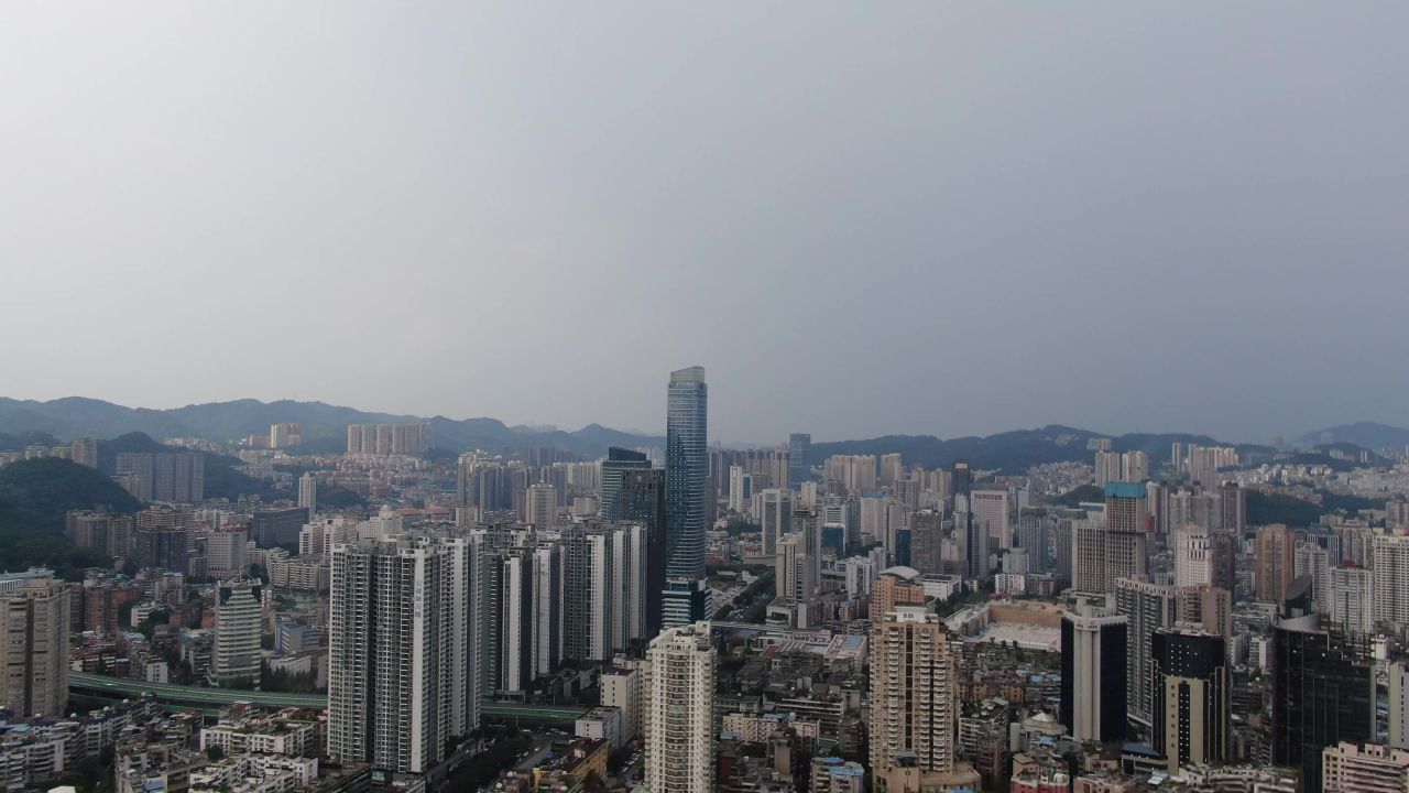 贵州贵阳城市老城区建设航拍