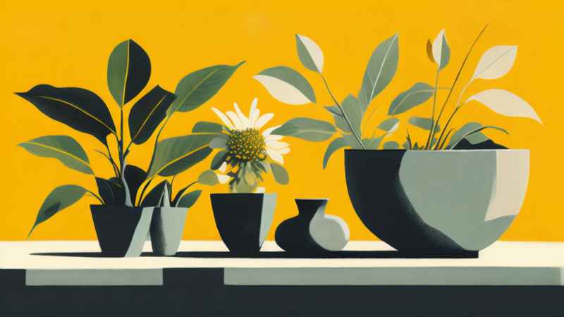 植物抽象黄色静态插画 29