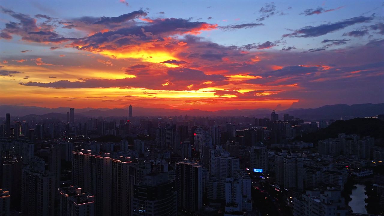 温州新城晚霞延时