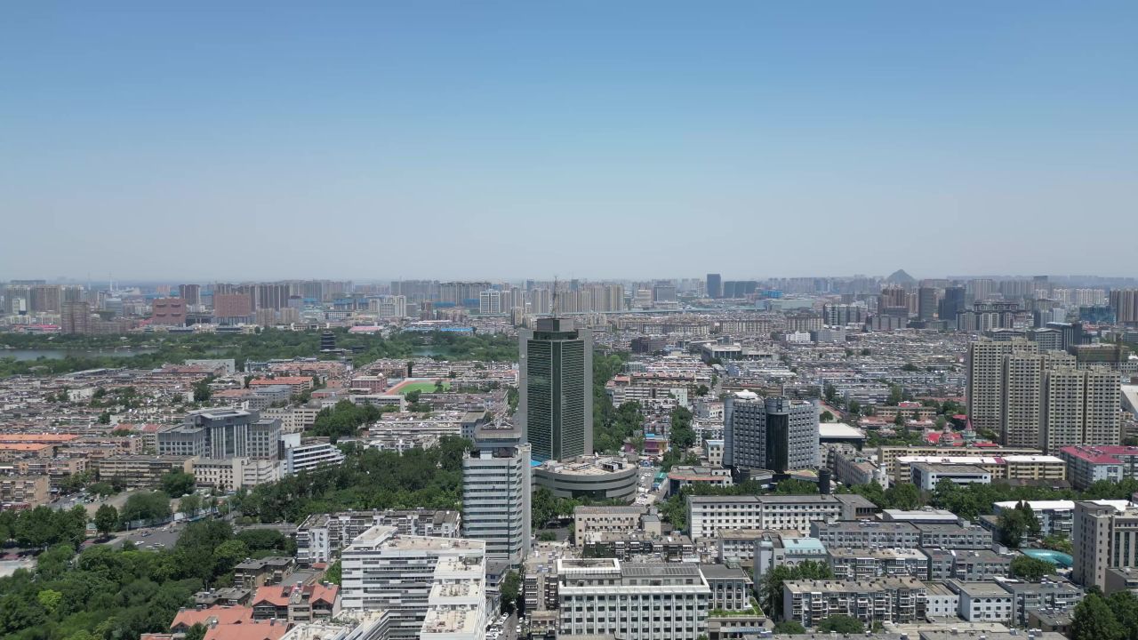 航拍山东济南城市大景
