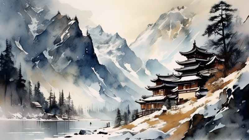 雪山高原冰川插画 83