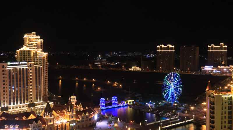 山东威海荣成的欧式建筑夜景