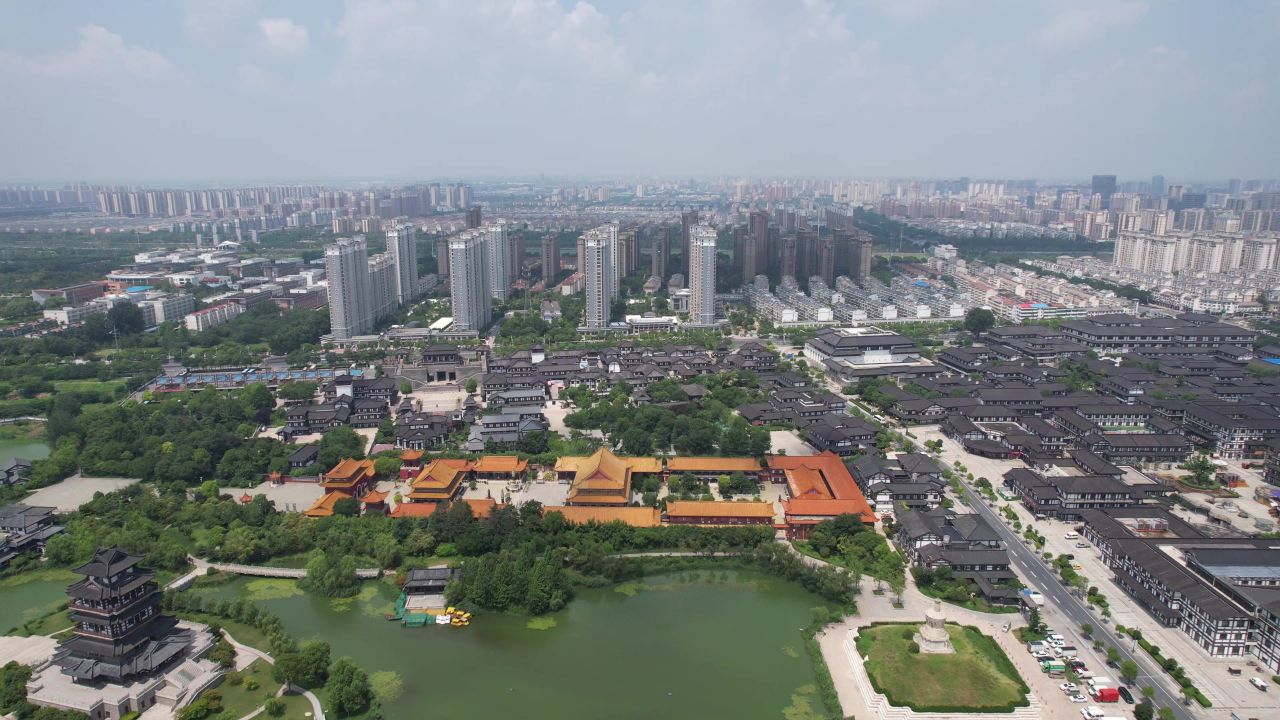 江苏宿迁城市风光地标建筑航拍 