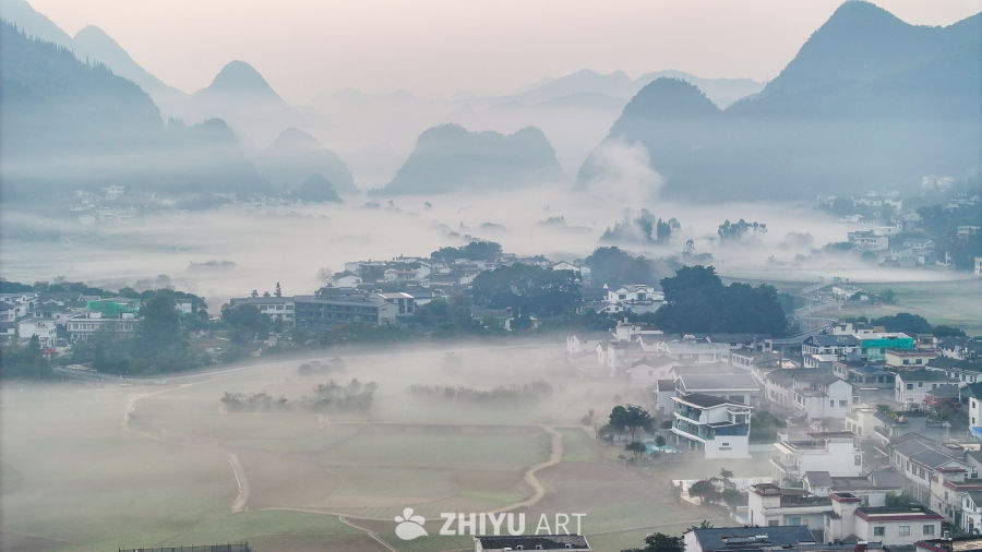 水墨画般的乡村晨景 12
