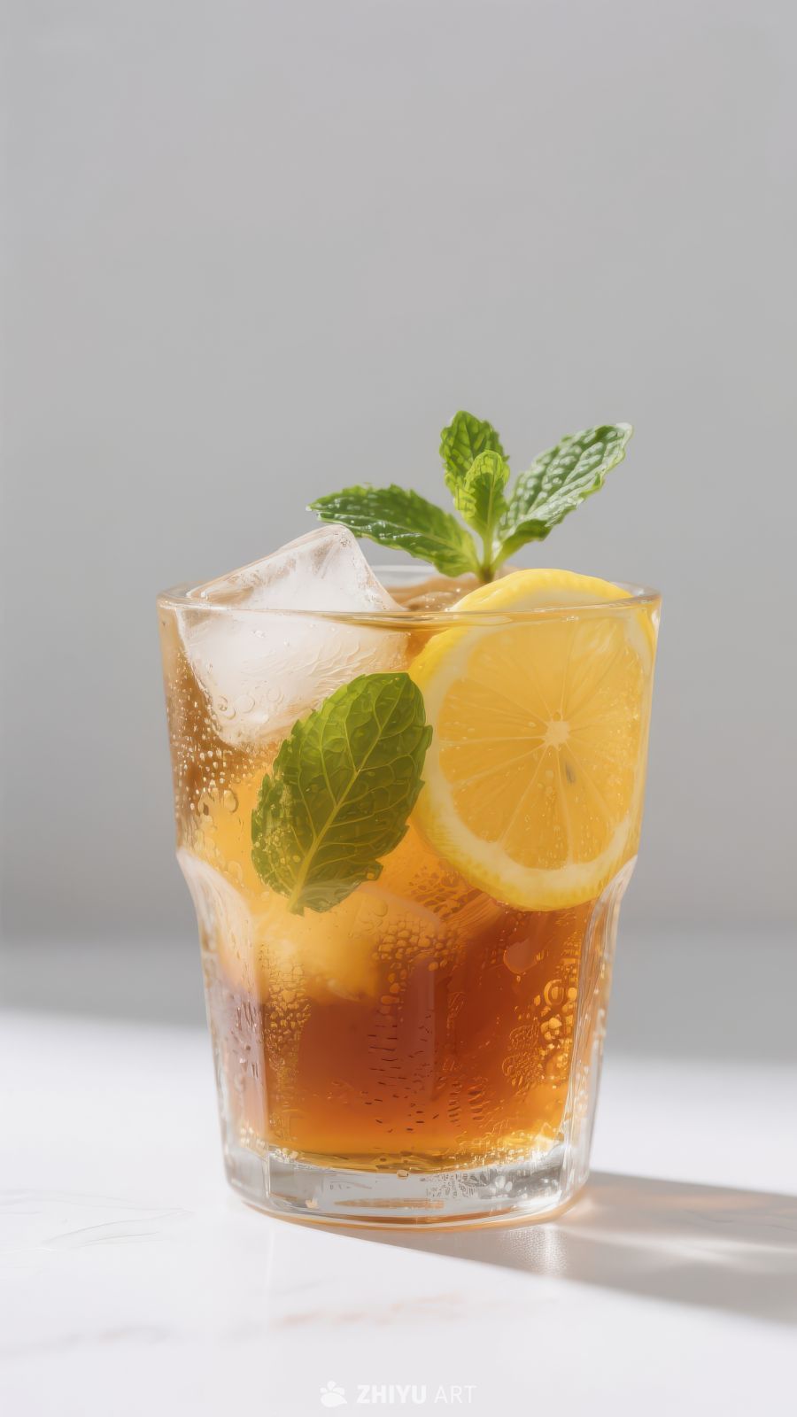 冰镇柠檬茶配薄荷