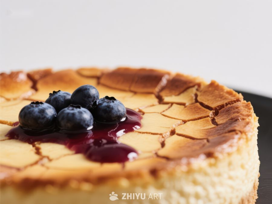 蓝莓点缀的裂纹芝士蛋糕