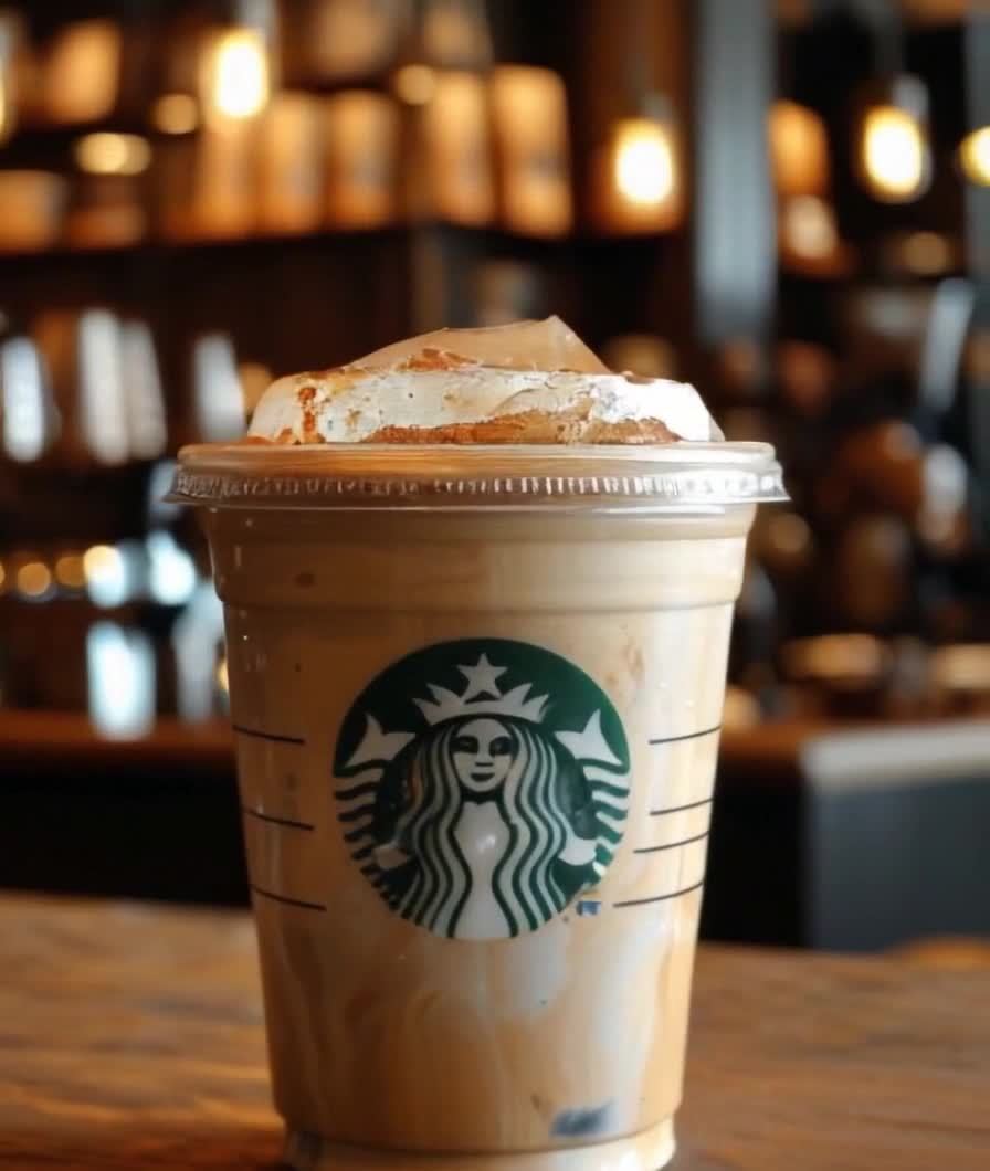 星巴克奶油咖啡店木桌