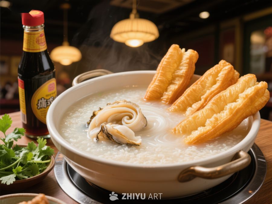 热气腾腾的粥配油条 620