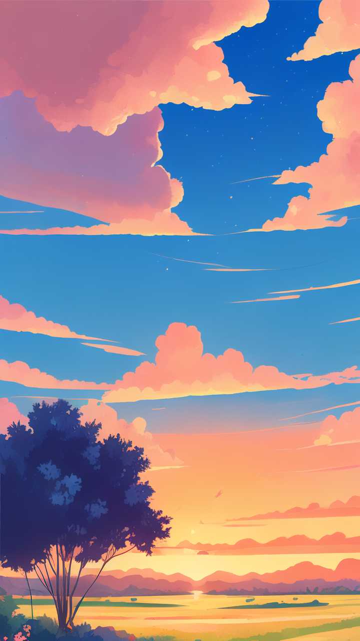 夏天唯美风景原创插画海报