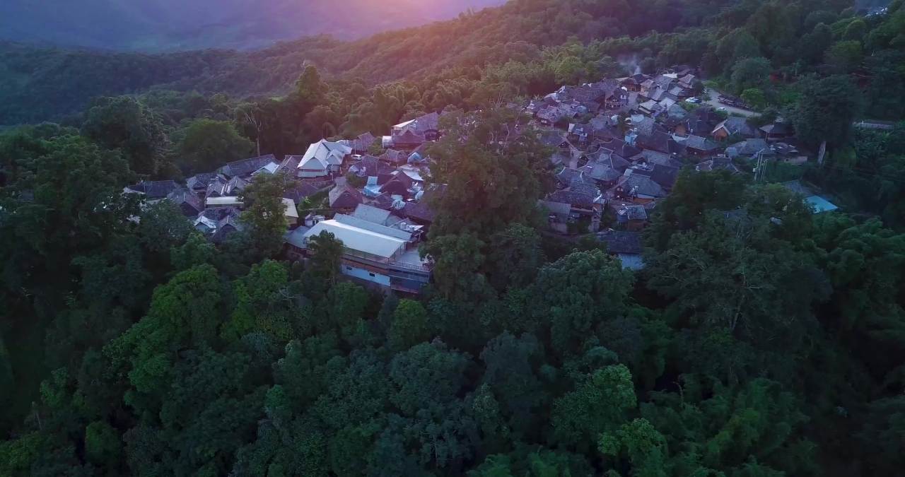 26普洱翁基古村落远古画面航拍