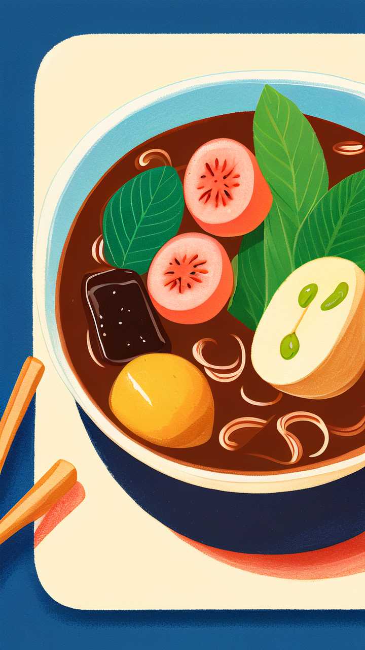 手绘夏天小暑消暑四果汤烧仙草