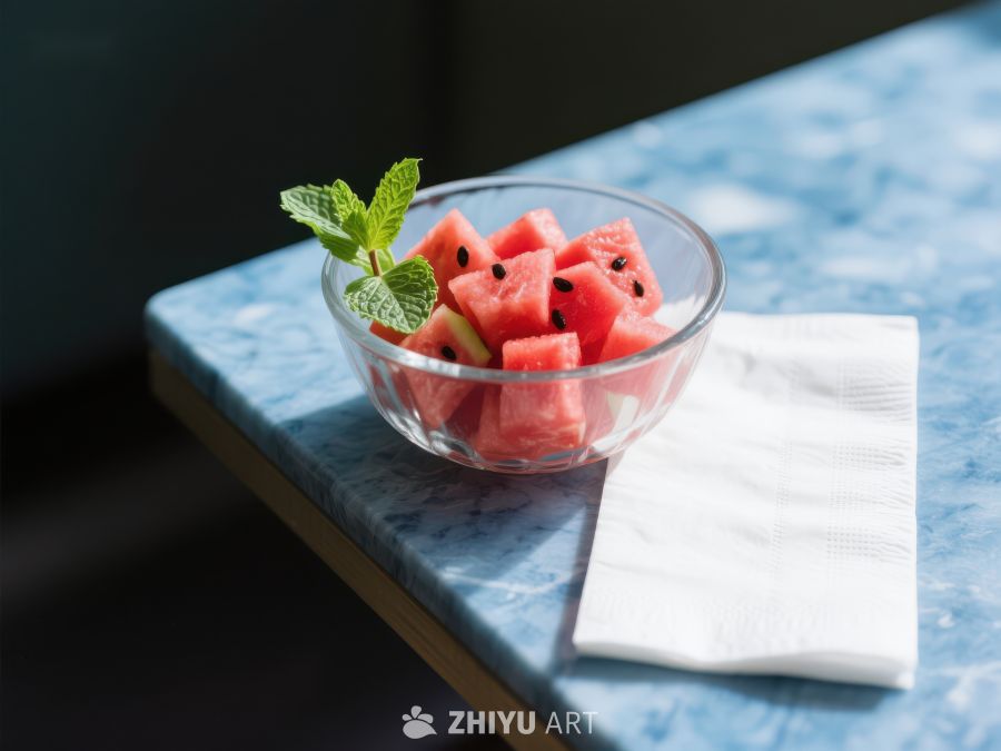 清凉西瓜块配薄荷叶 432