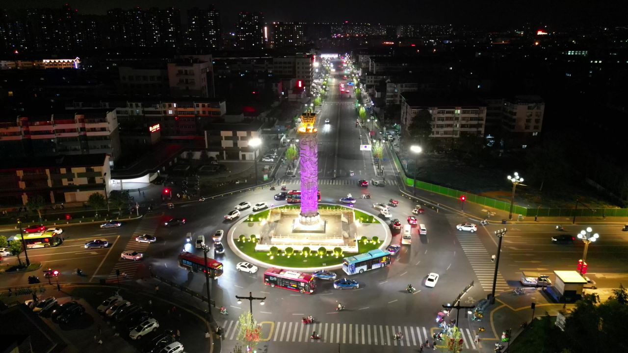 河南洛阳城市夜景航拍