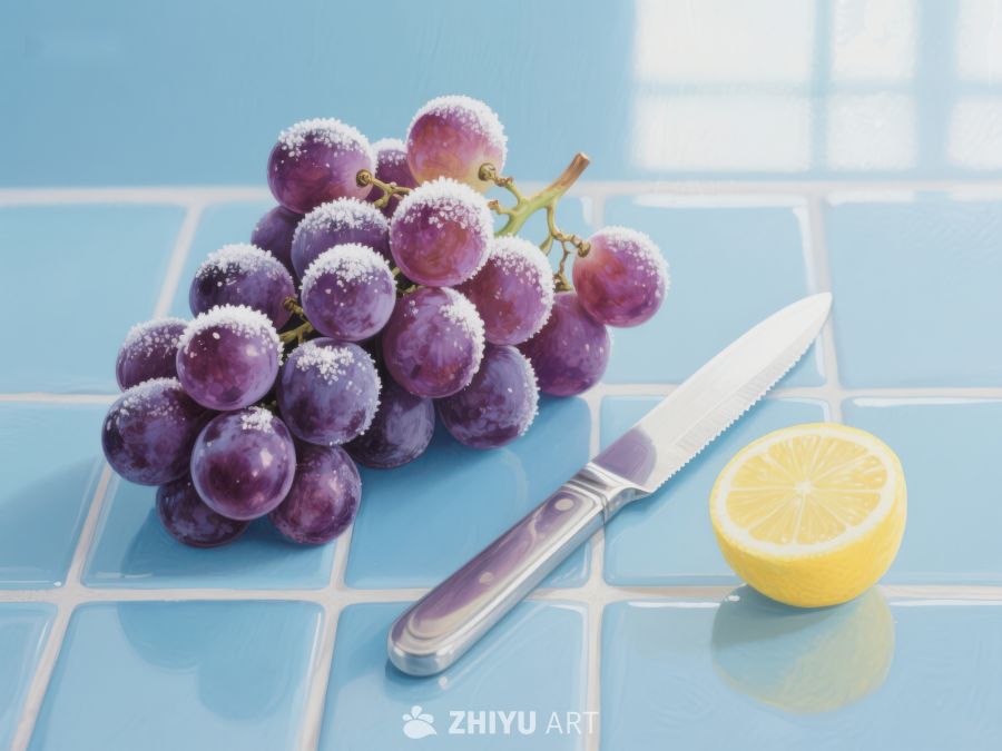 葡萄、柠檬与刀具的清新组合 338