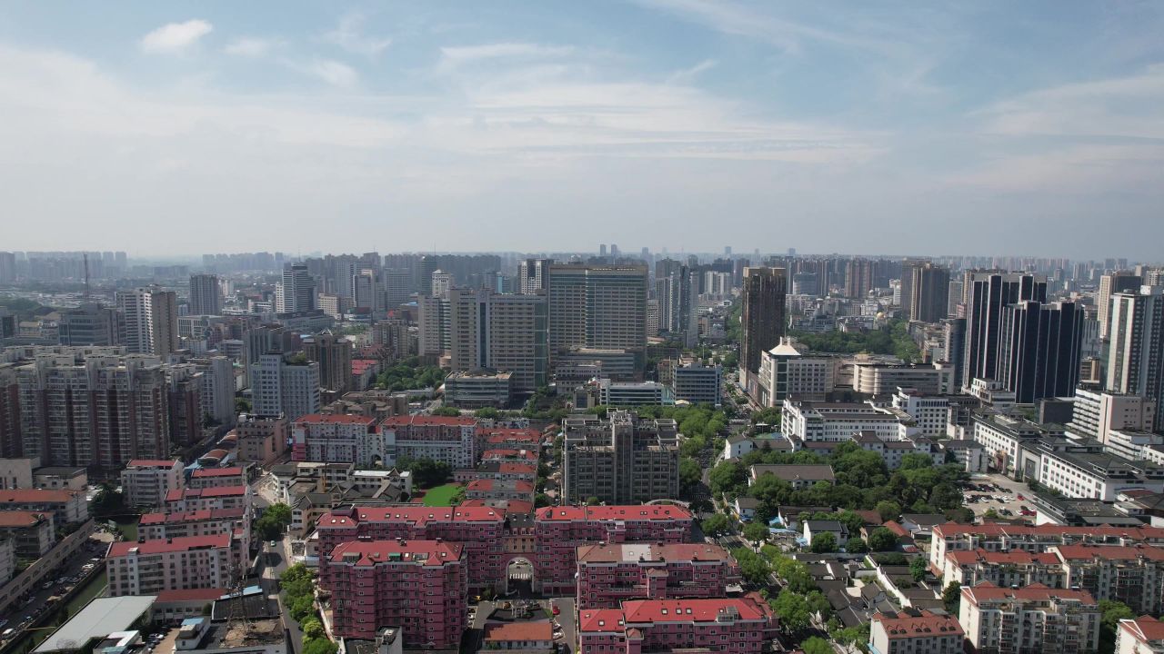 江苏常州城市风光航拍 