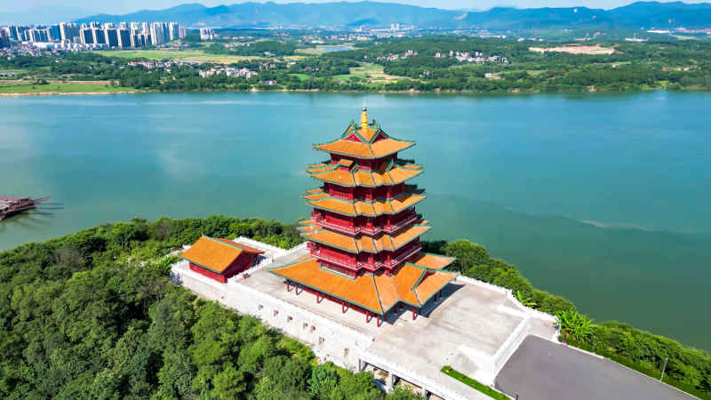 江西吉安城市风光旅游景区航拍图