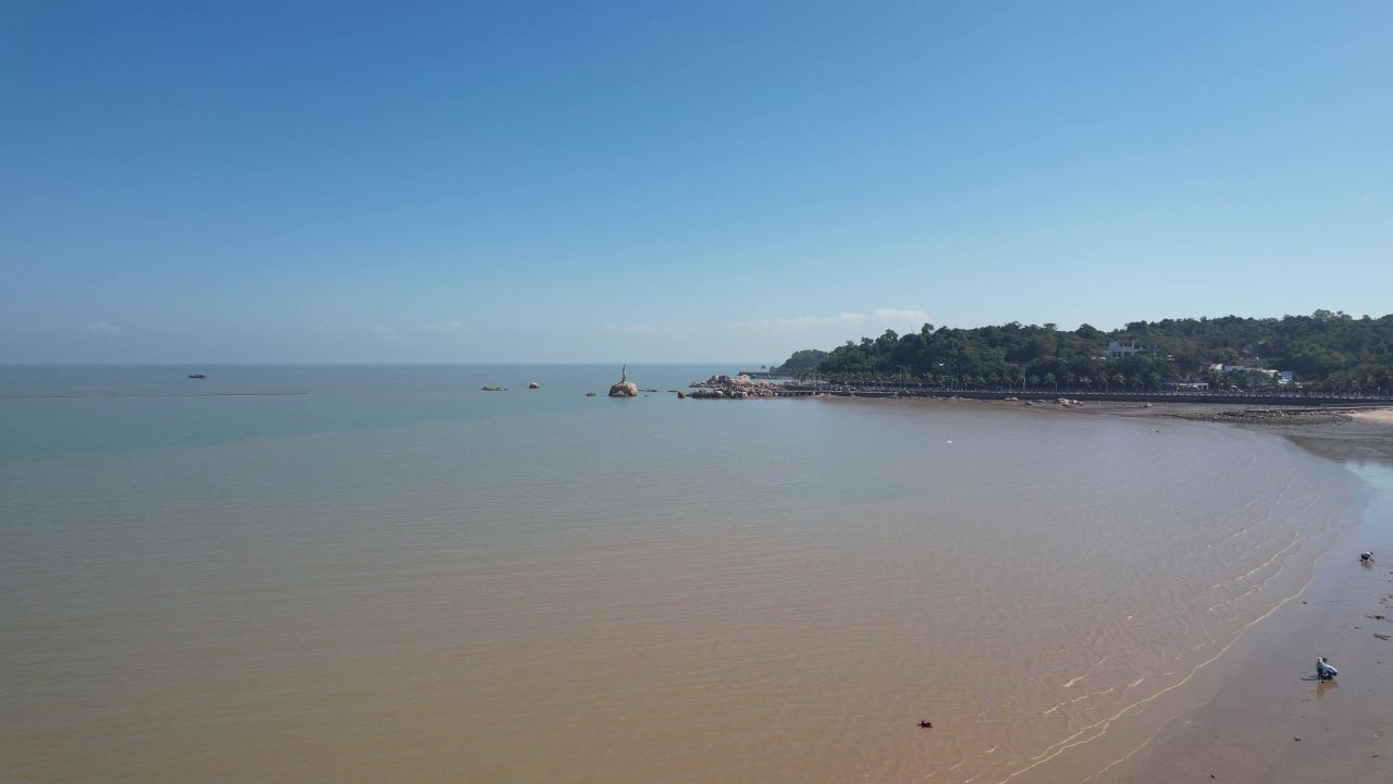 广东珠海渔女大海海洋航拍