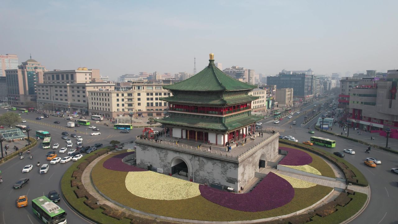 西安钟楼著名旅游景点地标建筑