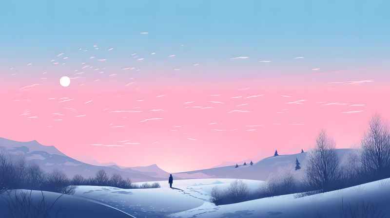 冬季唯美雪景创业插画 45