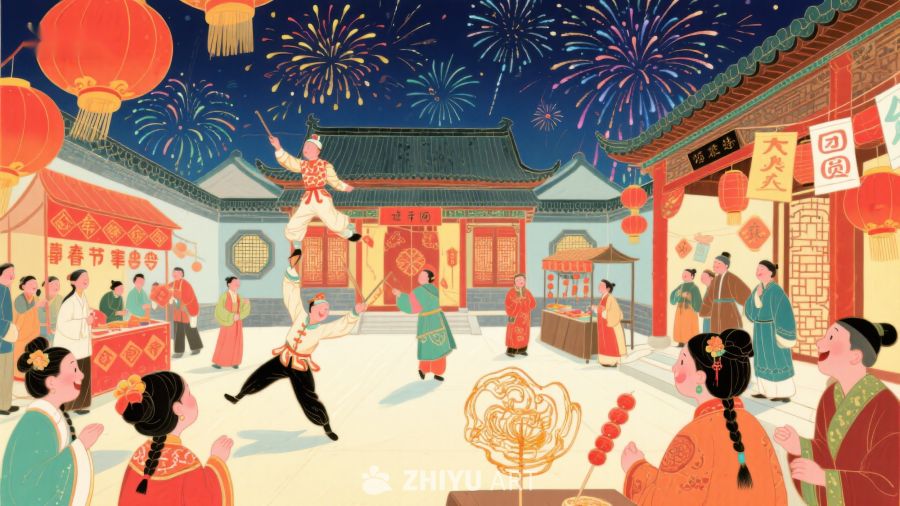 春节夜市欢庆场景 139