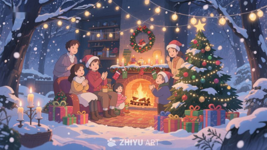 冬夜家庭围炉共庆圣诞 44