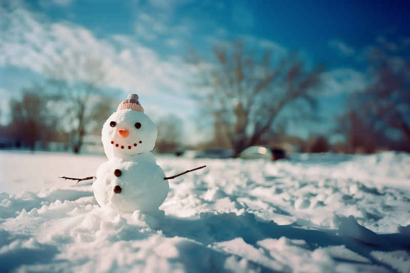 雪人冬季微笑摄影图