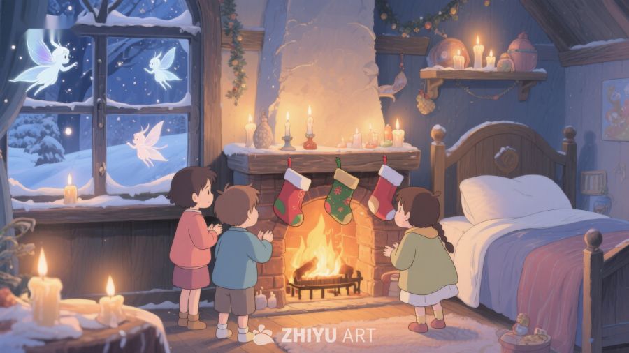 温馨圣诞夜，童心围炉旁 316