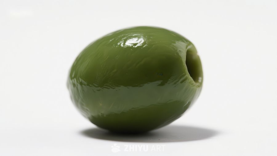 单颗绿色橄榄特写