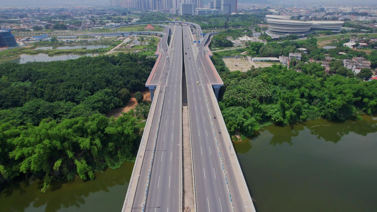 航拍漳州九龙江大桥景