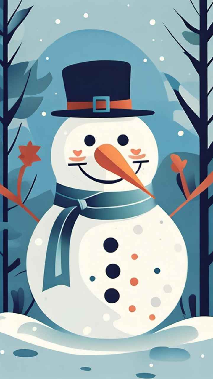 冬季插画雪人堆 90