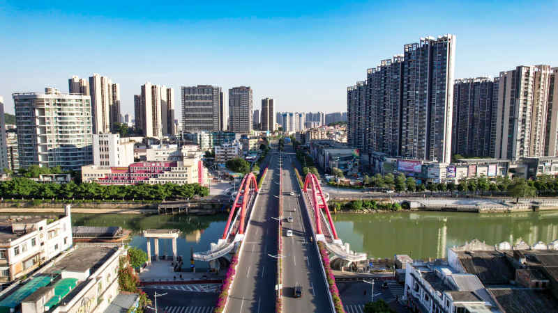 广东江门城市风光航拍图 