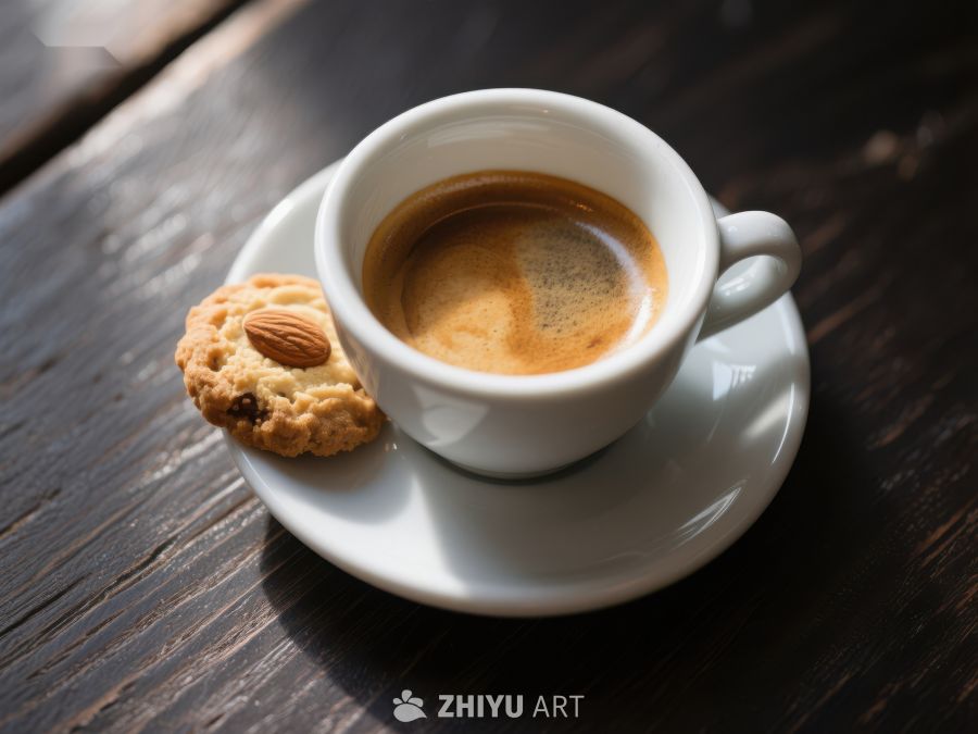 一杯浓郁咖啡与饼干的静谧时光